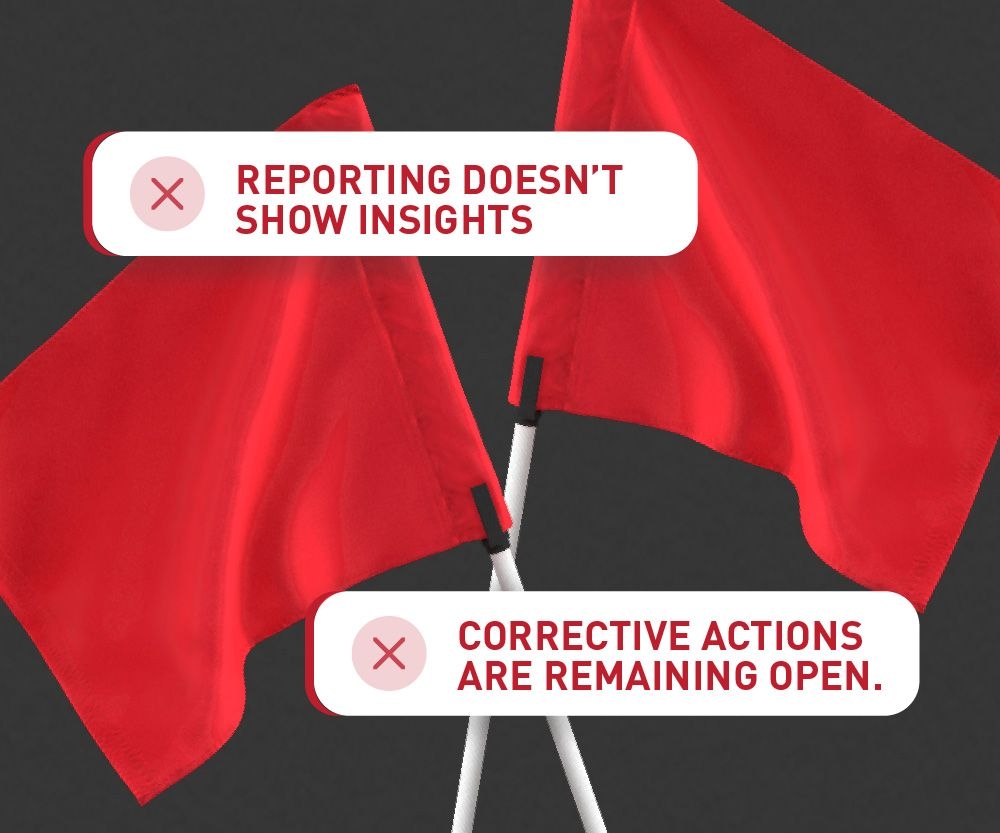 A graphic of 2 red flags with warning icons overlaying them and text which read "5 Red Flags In Your Current Pest Control Process" 