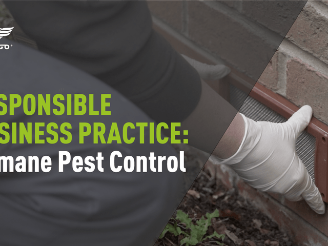 A decorative image that says "responsible business practice: humane pest control"