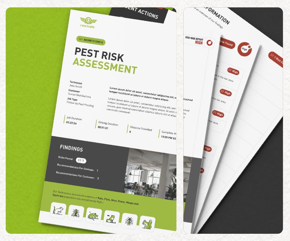 Decorative graphic of a pest report mockup