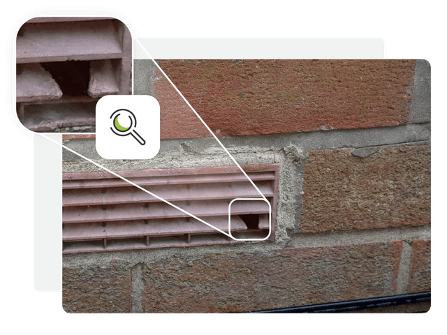 Vent brick ingress point contained in decorative frame