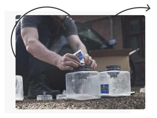 image of Technician preparing Insecticides contained in decorative frame