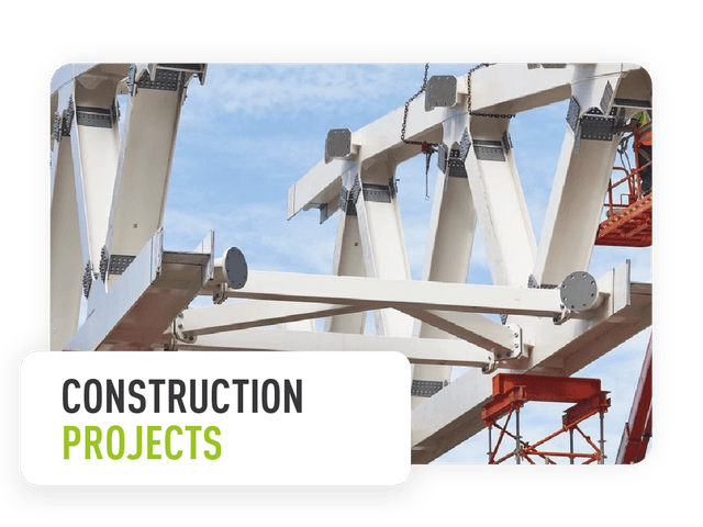 Image of construction site with text block reading "Construction Projects"