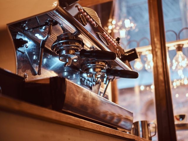 Close up of a coffee machine in a coffee shop