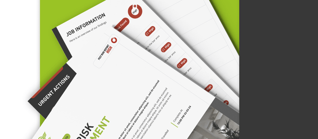 A mockup of a fake pest control job report