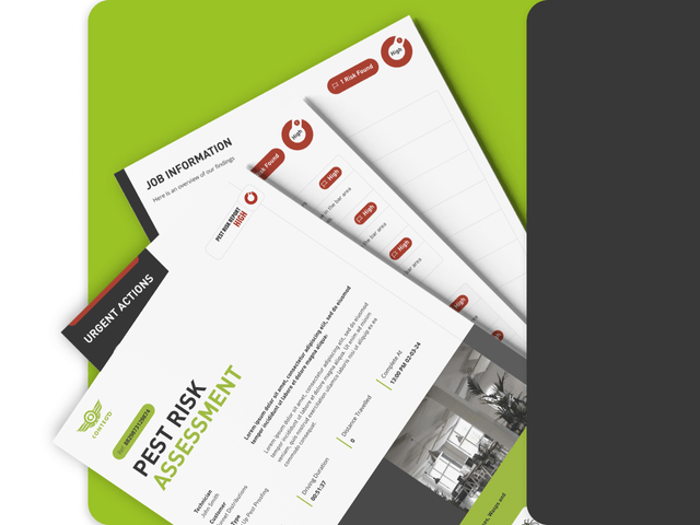 A mockup of a fake pest control job report