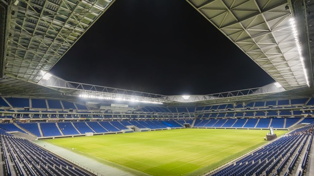 Football stadium at night